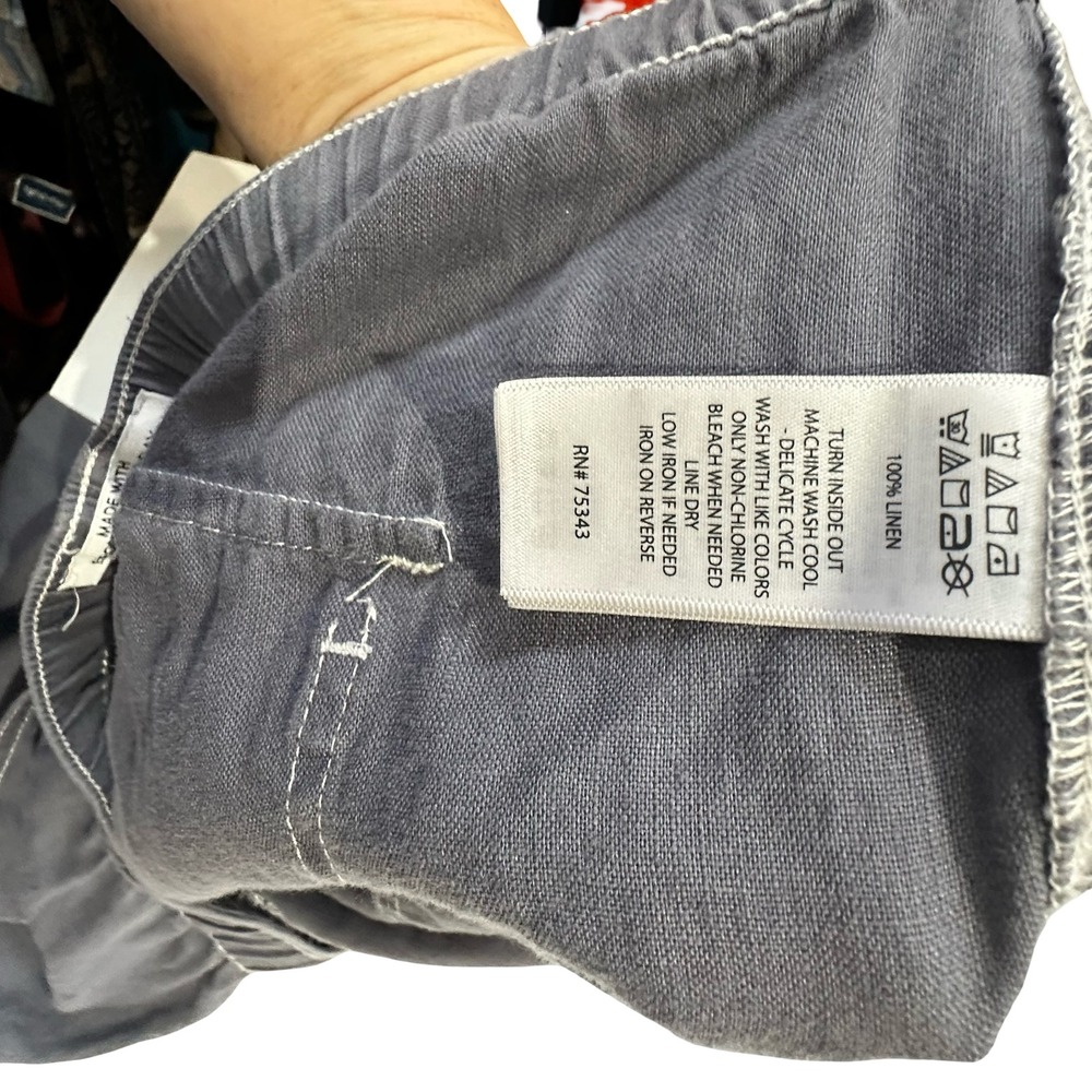 Nicole Miller 100% Linen Cargo Pants Gray XL Elastic Waist Joggers New - Picture 7 of 12